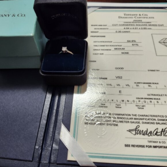Tiffany & Co. Jewelry - Tiffany & Co Certified Lucida Diamond Engage.Ring E-VS2 Square-Cut Platinum.30ct